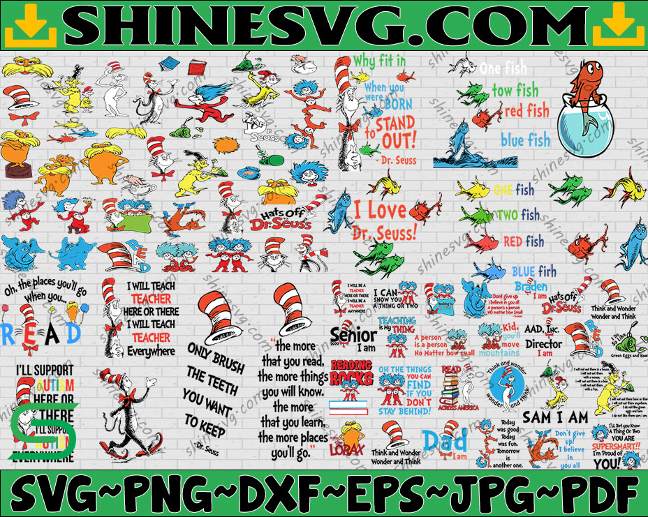 Dr Seuss Svg, Bundle Dr Seuss svg, Cat In The Hat SVG, Dr Seuss Hat SVG ...